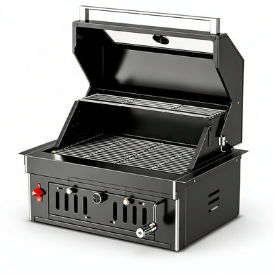 27-Inch Heavy Duty Charcoal Grill, 304 Stainless Steel Portable Outdoor BBQ with Adjustable Tray, Large Front Door & Side Vents for Backyard, Patio, Camping Family BBQ Gatherings