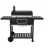 30 In. Charcoal Grill with Cover, BBQ Smoker Picnic Camping Patio Backyard Cooking in Black