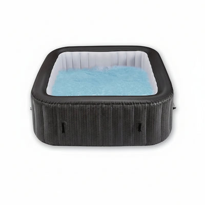 73" 4-6 Person Inflatable Hot Tub Outdoor Square Spa Pool Built in Heater Pump, 130 Massage Jets, Black