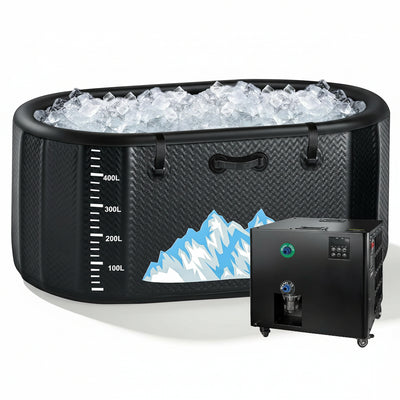 Cold Plunge Tub, 248 Gallon, 1 Horsepower, Heavy-Duty Ice Bath Tub for Athletes with Hot & Cold, Portable Inflatable Plunge Chiller with Water Treatment Kit, Immersion Therapy, Wifi (Black, 1 Set)