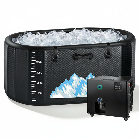 Cold Plunge Tub, 248 Gallon, 1 Horsepower, Heavy-Duty Ice Bath Tub for Athletes with Hot & Cold, Portable Inflatable Plunge Chiller with Water Treatment Kit, Immersion Therapy, Wifi (Black, 1 Set)