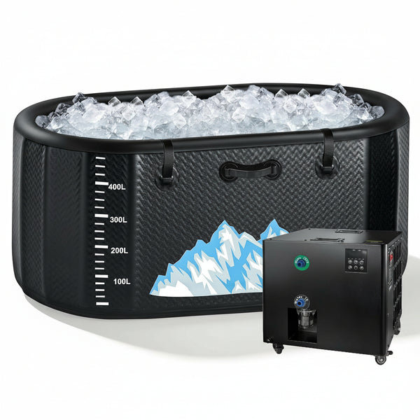 Cold Plunge Tub, 248 Gallon, 1 Horsepower, Heavy-Duty Ice Bath Tub for Athletes with Hot & Cold, Portable Inflatable Plunge Chiller with Water Treatment Kit, Immersion Therapy, Wifi (Black, 1 Set)