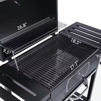 30 In. Charcoal Grill with Cover, BBQ Smoker Picnic Camping Patio Backyard Cooking in Black