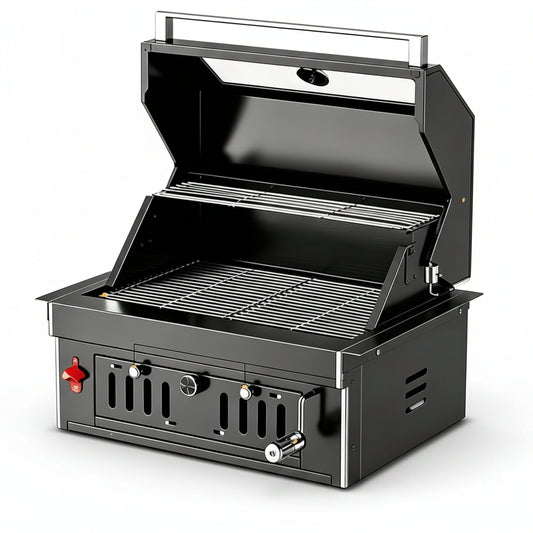 27-Inch Heavy Duty Charcoal Grill, 304 Stainless Steel Portable Outdoor BBQ with Adjustable Tray, Large Front Door & Side Vents for Backyard, Patio, Camping Family BBQ Gatherings