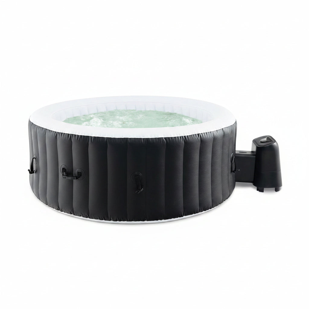 Hot Tub, Inflatable Hot Tub with 130 Soothing Bubble Air Jets, Insulated Lockable Cover, Ground Mat & Filter Cartridges, Outdoor Blow up Spa Tub for Backyard, Patio (Round, 4-6 Person)