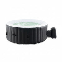 Hot Tub, Inflatable Hot Tub with 130 Soothing Bubble Air Jets, Insulated Lockable Cover, Ground Mat & Filter Cartridges, Outdoor Blow up Spa Tub for Backyard, Patio (Round, 4-6 Person)