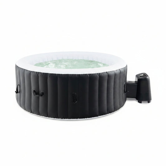 Hot Tub, Inflatable Hot Tub with 130 Soothing Bubble Air Jets, Insulated Lockable Cover, Ground Mat & Filter Cartridges, Outdoor Blow up Spa Tub for Backyard, Patio (Round, 4-6 Person)